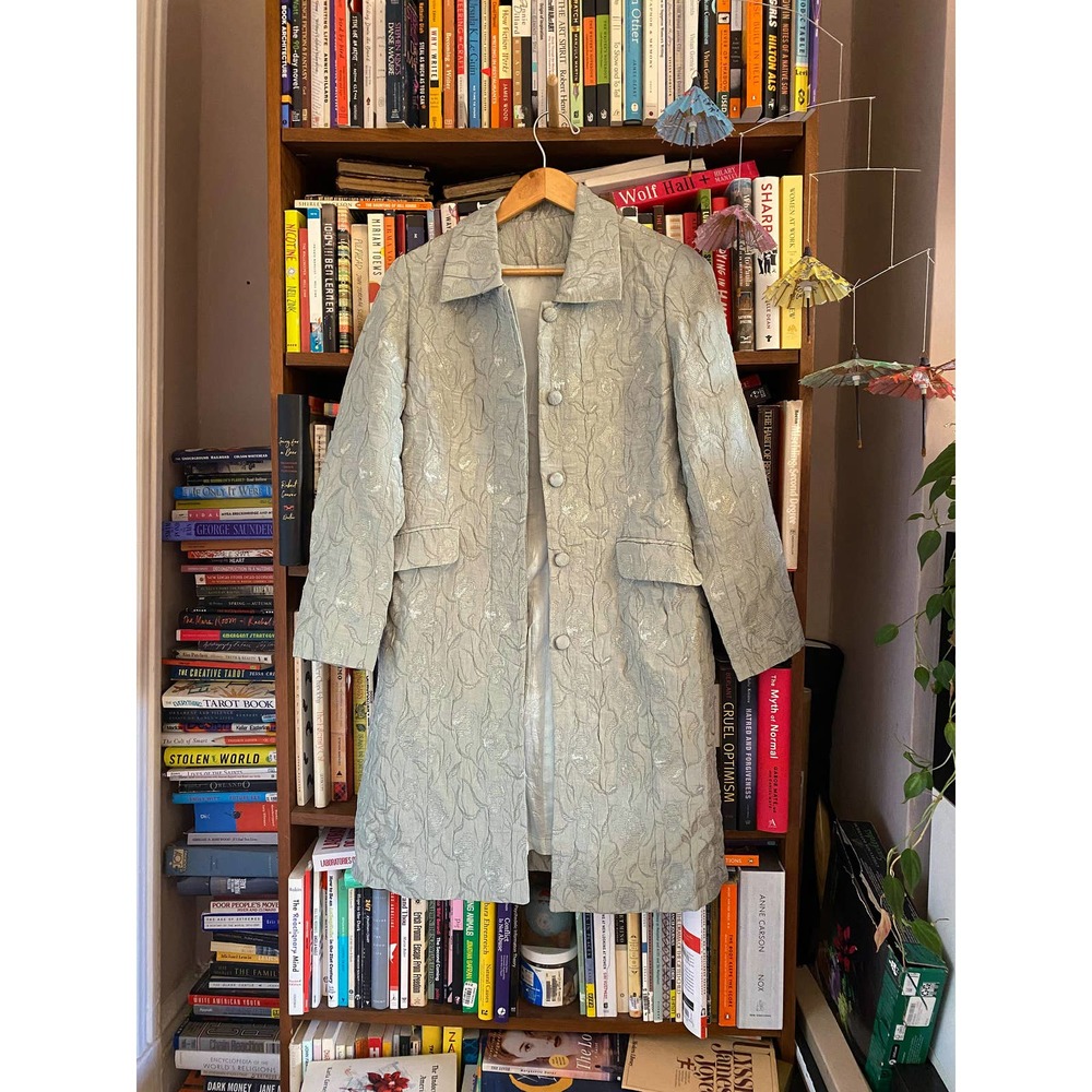 Vintage Handmade Brocade Duster Jacket, Sea/Mint Green, size S-M